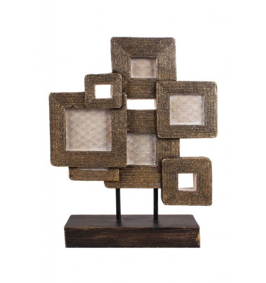 PORTA FOTOS POLIRESINA QUADRADO ORO 30*8*33 - 0872008