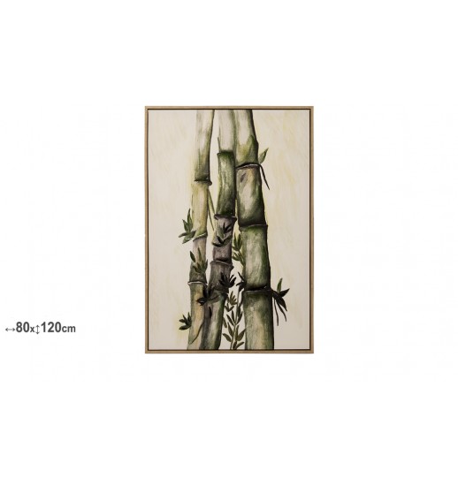 QUADRO TELA C/ MOLDURA MADEIRA BAMBU 080*120 - 35230