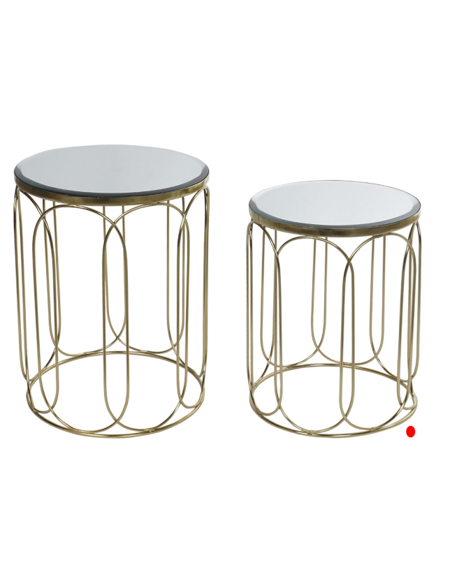 MESA APOIO METAL DOURADO C/ TAMPO ESPELHO PEQUENA - MB-161848