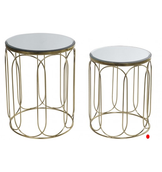 MESA APOIO METAL DOURADO C/ TAMPO ESPELHO PEQUENA - MB-161848