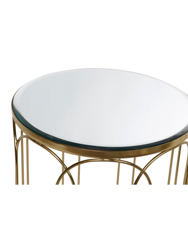 MESA APOIO METAL DOURADO C/ TAMPO ESPELHO PEQUENA - MB-161848 2