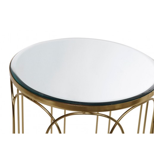 MESA APOIO METAL DOURADO C/ TAMPO ESPELHO PEQUENA - MB-161848