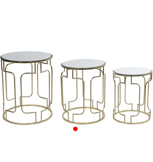 MESA APOIO METAL DOURADO C/ TAMPO ESPELHO MEDIA - MB-161854