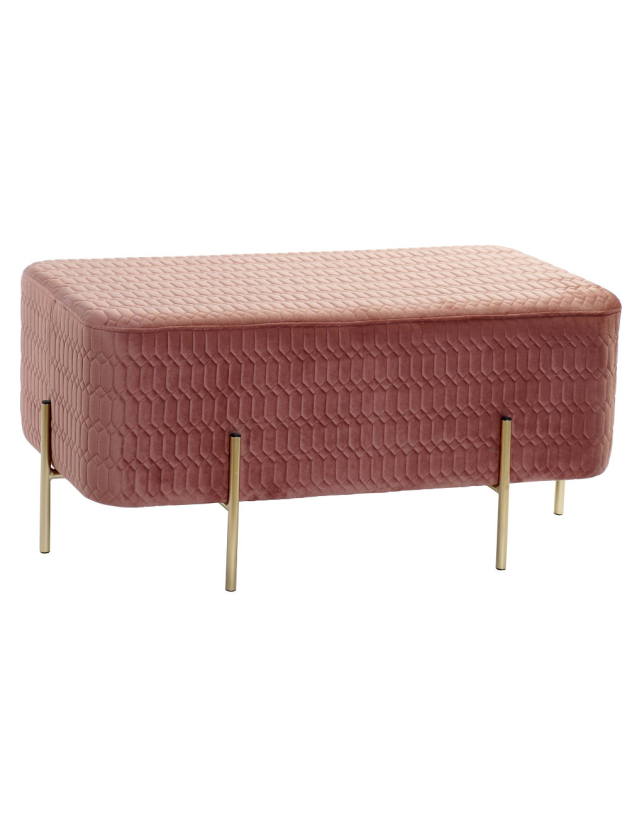 BANQUETA METAL DOURADO / POLIESTER ROSA 91*46.5*42 - MB-165840