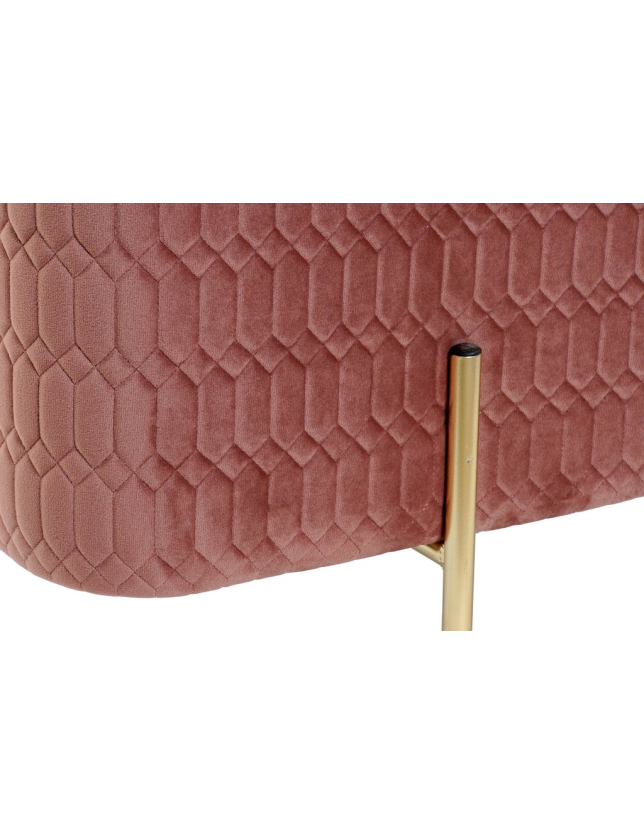 BANQUETA METAL DOURADO / POLIESTER ROSA 91*46.5*42 - MB-165840 2