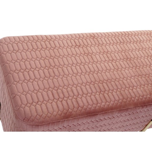 BANQUETA METAL DOURADO / POLIESTER ROSA 91*46.5*42 - MB-165840