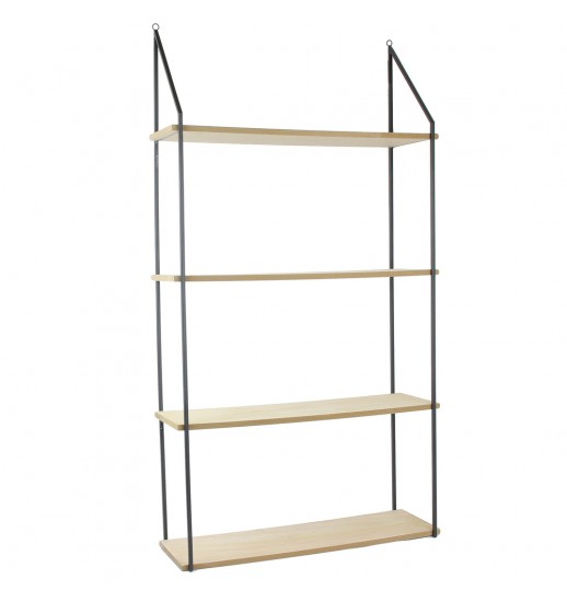 ESTANTE DE PAREDE METAL MADEIRA 4 PRATELEIRAS 112*18*60 M1 - HD4411
