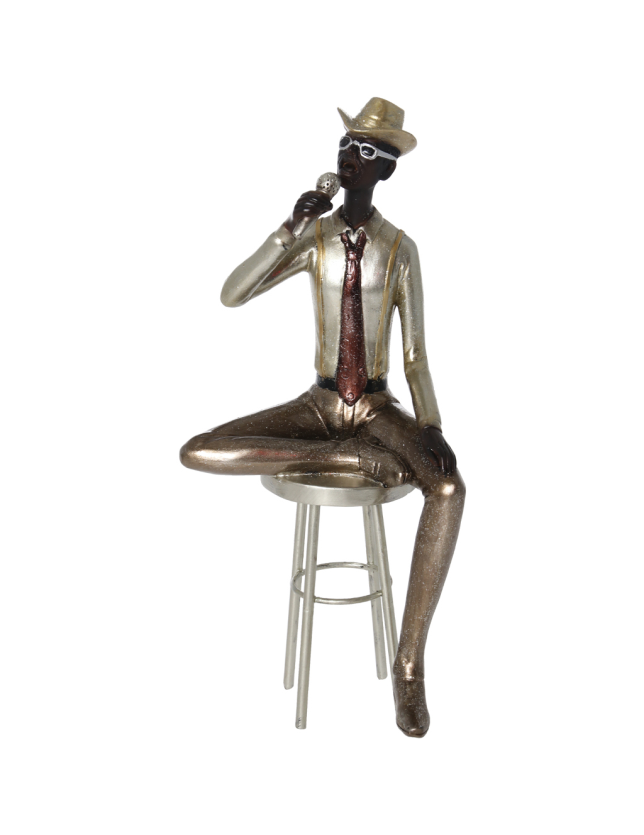 FIGURA DE RESINA MUSICO CANTOR 15.5*10.5*34 - 45558