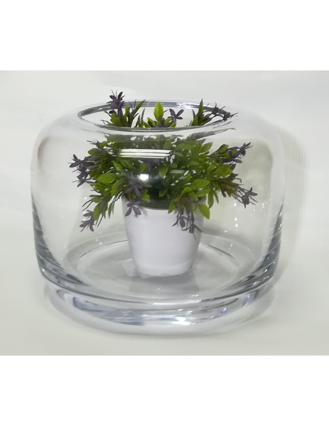 VASO CELESTE REDONDO VIDRO TRANSPARENTE H15*D20,5 - 18228 2