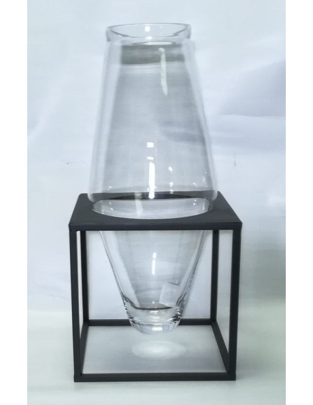 VASO VICTORIA BICONICO VIDRO TRANSPARENTE C/ SUPORTE H51*D24 - 05666