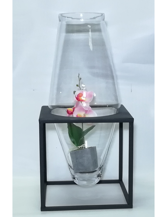 VASO VICTORIA BICONICO VIDRO TRANSPARENTE C/ SUPORTE H51*D24 - 05666 2