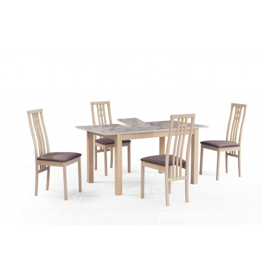 CONJUNTO MESA EXTENSIVEL 120/150*080 TAMPO CLARO + 4 CADEIRA ALL HOUSE - FAIA CLARINHA