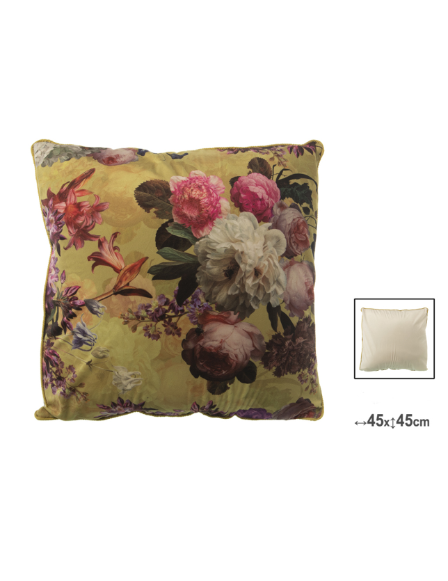 ALMOFADA 45*45 POLIESTER FLORES - 48979