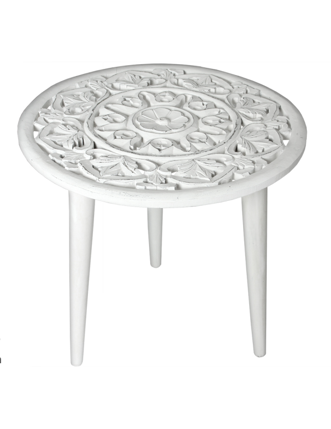 MESA AUXILIAR MADEIRA CALADA BLANCO - 30563