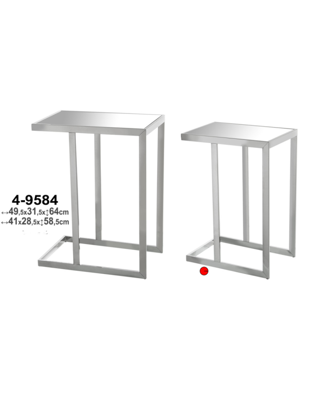 MESA APOIO VIDRO C/PES INOX 41*28*58 PEQUENA - 49584