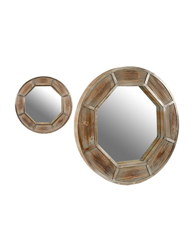 ESPELHO MADEIRA 88cm MOLDURA OCTOGONAL - 31467