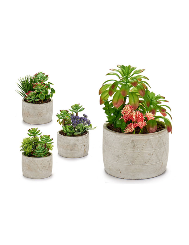 VASO CERAMICA TRIANGULAR C/ PLATA ARTIFICIAL (SORTIDO) - 58316