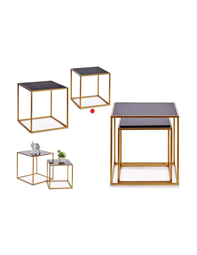 MESA METAL FORMA CUBO PEQUENA DOURADA - 83905