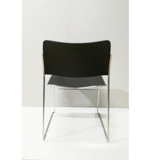 CADEIRA PRETA ESTRUTURA CROMO ASSENTO PLASTICO POLIPROPILENO  - 1894