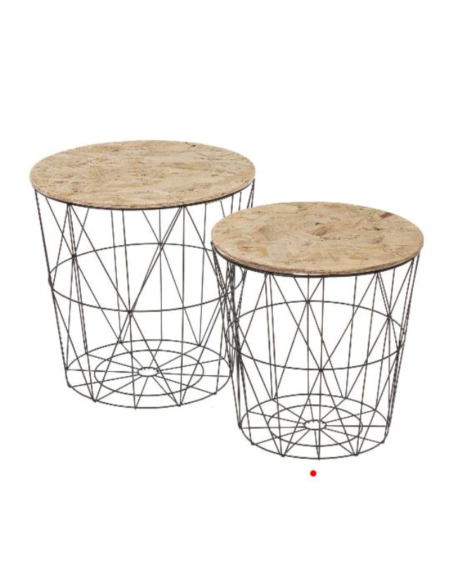 MESA DE APOIO PEQUENA METAL PRETO TAMPO OSB  - 48330