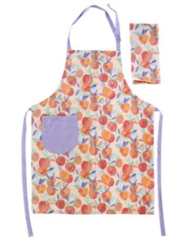 AVENTAL + PANO ALGODAO 61*103 PESSEGOS 2 MOD - LC-175761 2