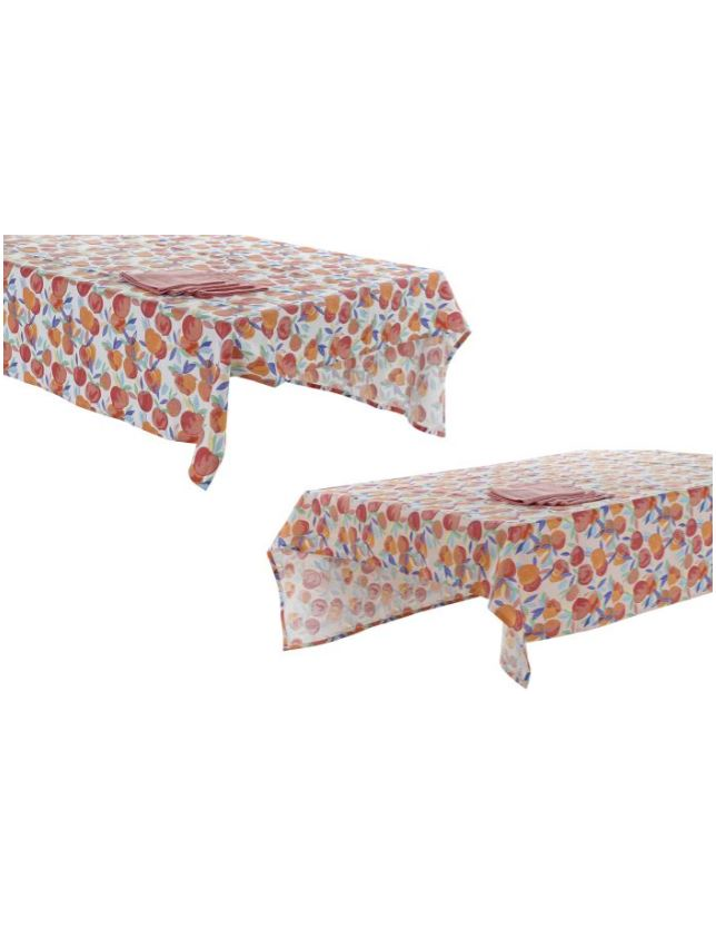 TOALHA DE MESA + 8 GUARDANAPOS ALGUDAO 154*250 PESSEGOS 2 MOD - LC-175763
