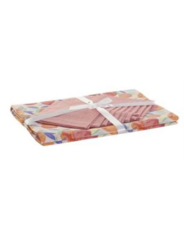 TOALHA DE MESA + 8 GUARDANAPOS ALGUDAO 154*250 PESSEGOS 2 MOD - LC-175763 2