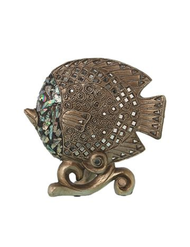 FIGURA DE RESINA PEIXE DOURADO VELHO 21*8 - 47143