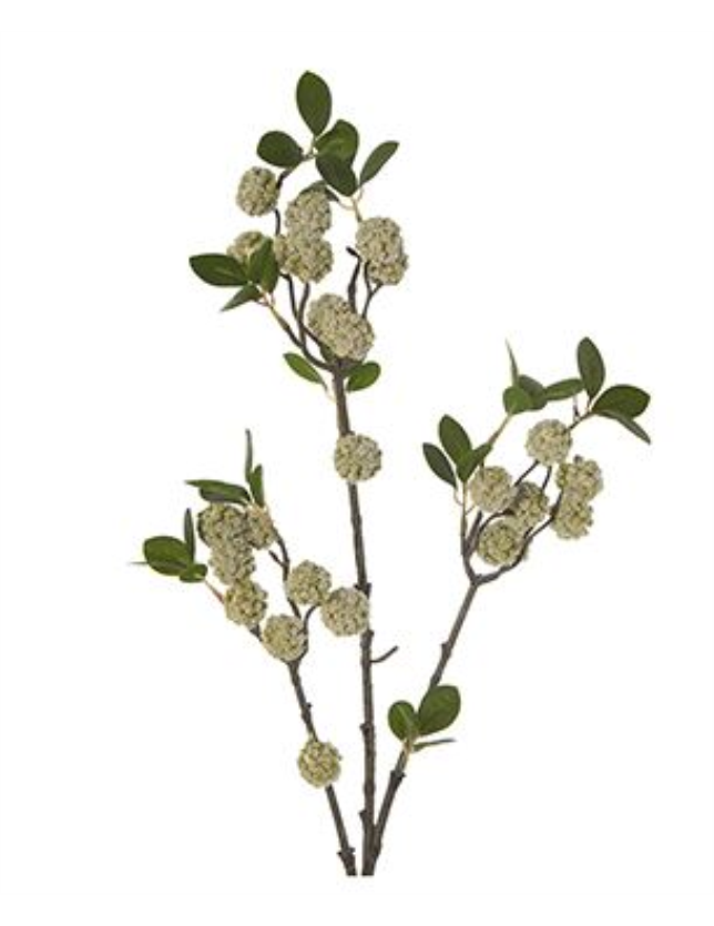 FLOR POLIESTER RAMAS BOLAS VERDE - 27816