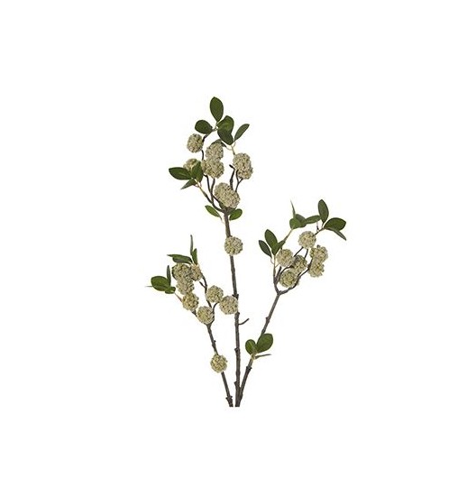 FLOR POLIESTER RAMAS BOLAS VERDE - 27816