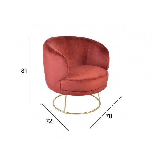 CADEIRAO C/ PE METAL DOURADO 78*72*81 VELUDO VERMELHO - MB-155426