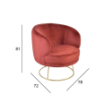 CADEIRAO C/ PE METAL DOURADO 78*72*81 VELUDO VERMELHO - MB-155426