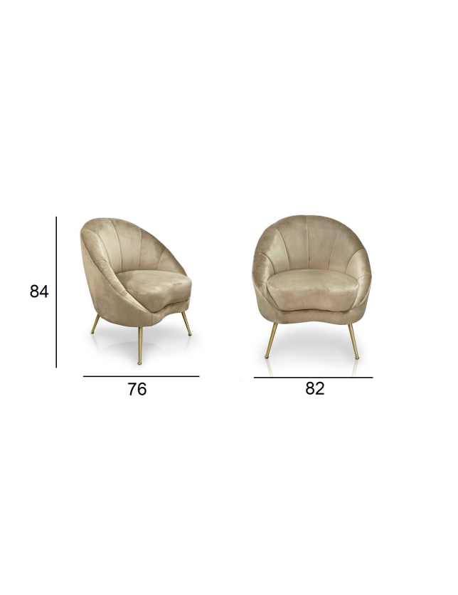 CADEIRAO TAUPE C/ PES METAL 82*76*84 HZB-248-1 - 75508409 2