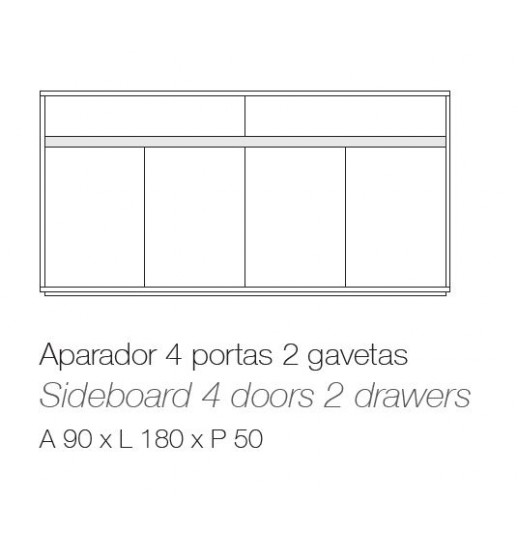 APARADOR ALLONDRES 4P+2G MELAMINA CARVALHO BRANCO - ME.001.11