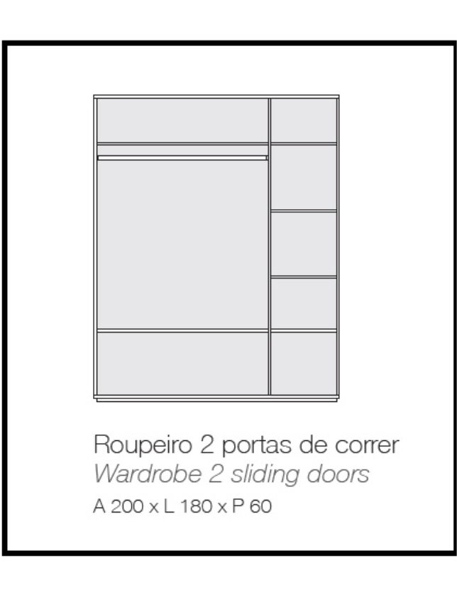 ROUPEIRO 2PORTAS CORRER ALLONDRES MELAMINA CARVALHO CINZA / BRANCO 120CM - ME.001.32 2