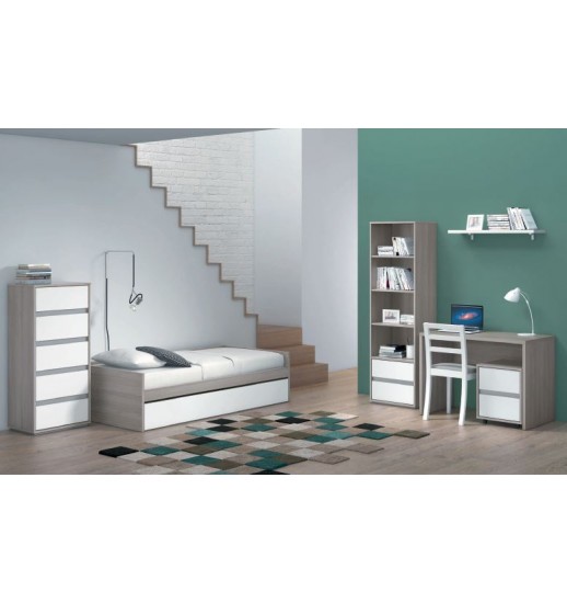 ELEMENTO 3P+2G ALLONDRES MELAMINA CARVALHO CINZA / BRANCO - ME.001.29