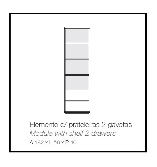 ELEMENTO 3P+2G ALLONDRES MELAMINA CARVALHO CINZA / BRANCO - ME.001.29