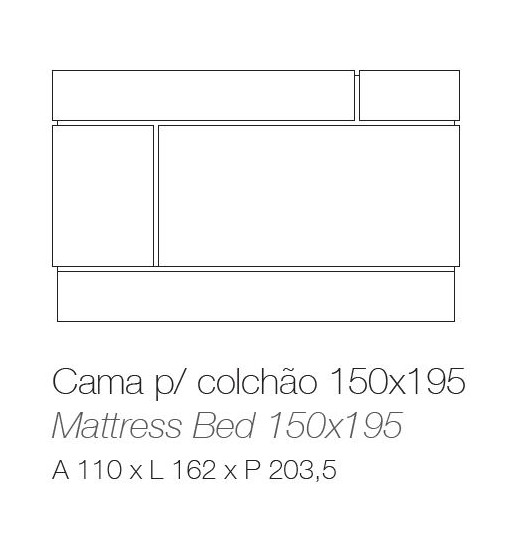 CAMA CASAL ALLONDRES MELAMINA CARVALHO BRANCO (195*150) S/ESTRADO - LAM.CA/BA.04