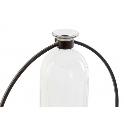 JARRA DE VIDRO EM SUPORTE METAL...