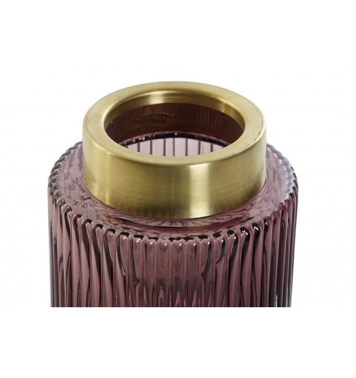 JARRA VIDRO METAL 10*10*12 COR VINHO...