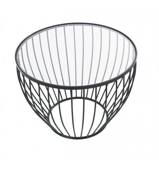 MESA CENTRO METAL NEGRO C/ CRISTAL...