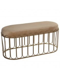 BANQUETA METAL DOURADO BEGE...