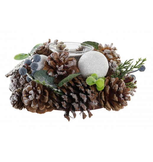 PORTA VELA PINHA VIDRO NEVADO 19*19*9...