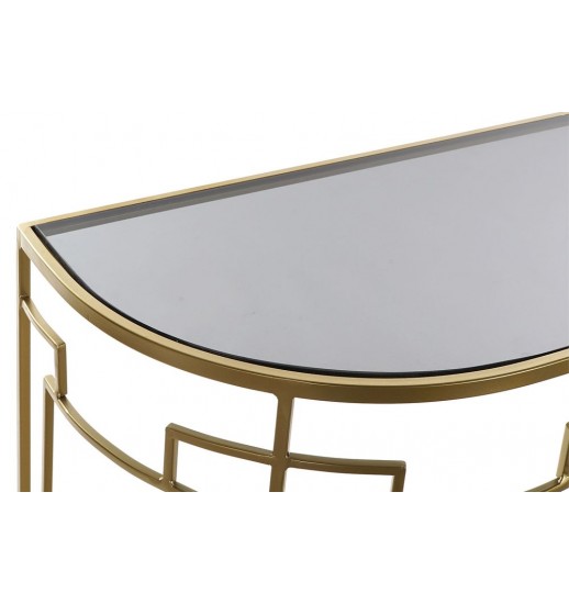 CONSOLA METAL DOURADO E VIDRO FUMADO...
