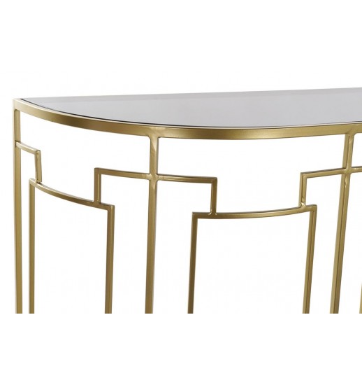 CONSOLA METAL DOURADO E VIDRO FUMADO...