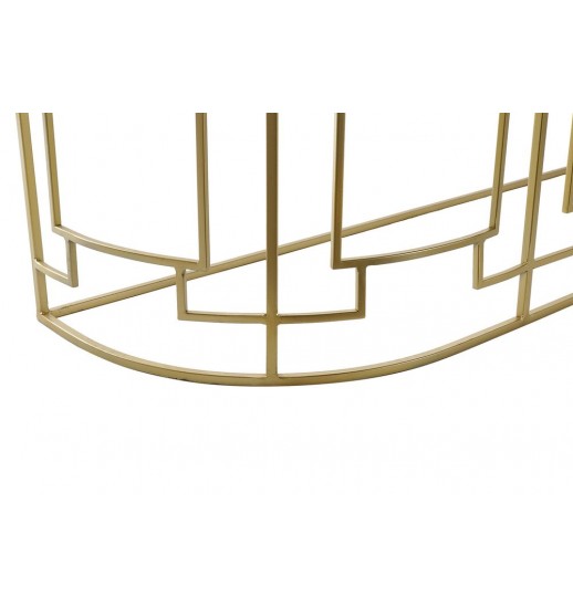 CONSOLA METAL DOURADO E VIDRO FUMADO...