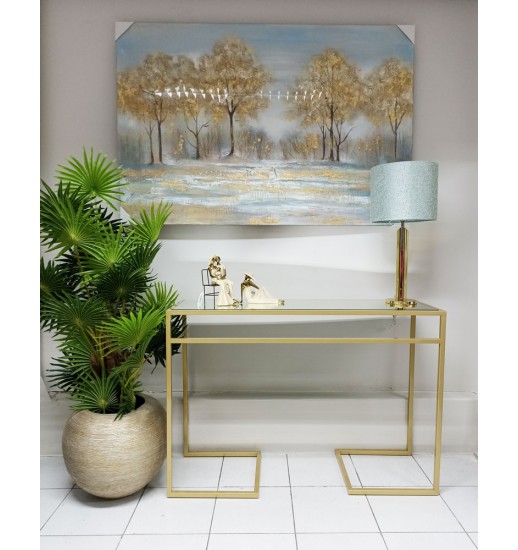 CONSOLA METAL DOURADO TAMPO ESPELHO...