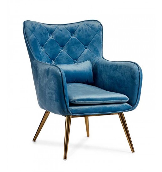 CADEIRAO VELUDO AZUL 70*68*92CM - 62363