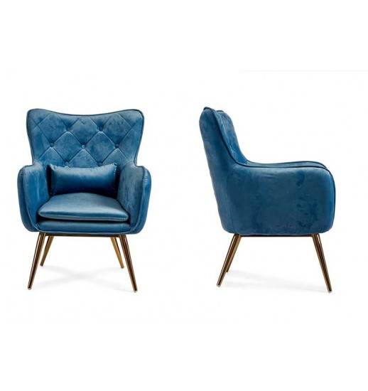 CADEIRAO VELUDO AZUL 70*68*92CM - 62363