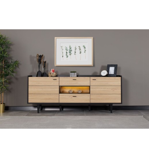 APARADOR 200*045*082 TETA BLACK + OAK